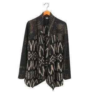 Art of Cloth Mixed Media Wearable Art to Wear Black Open Front Jacket M